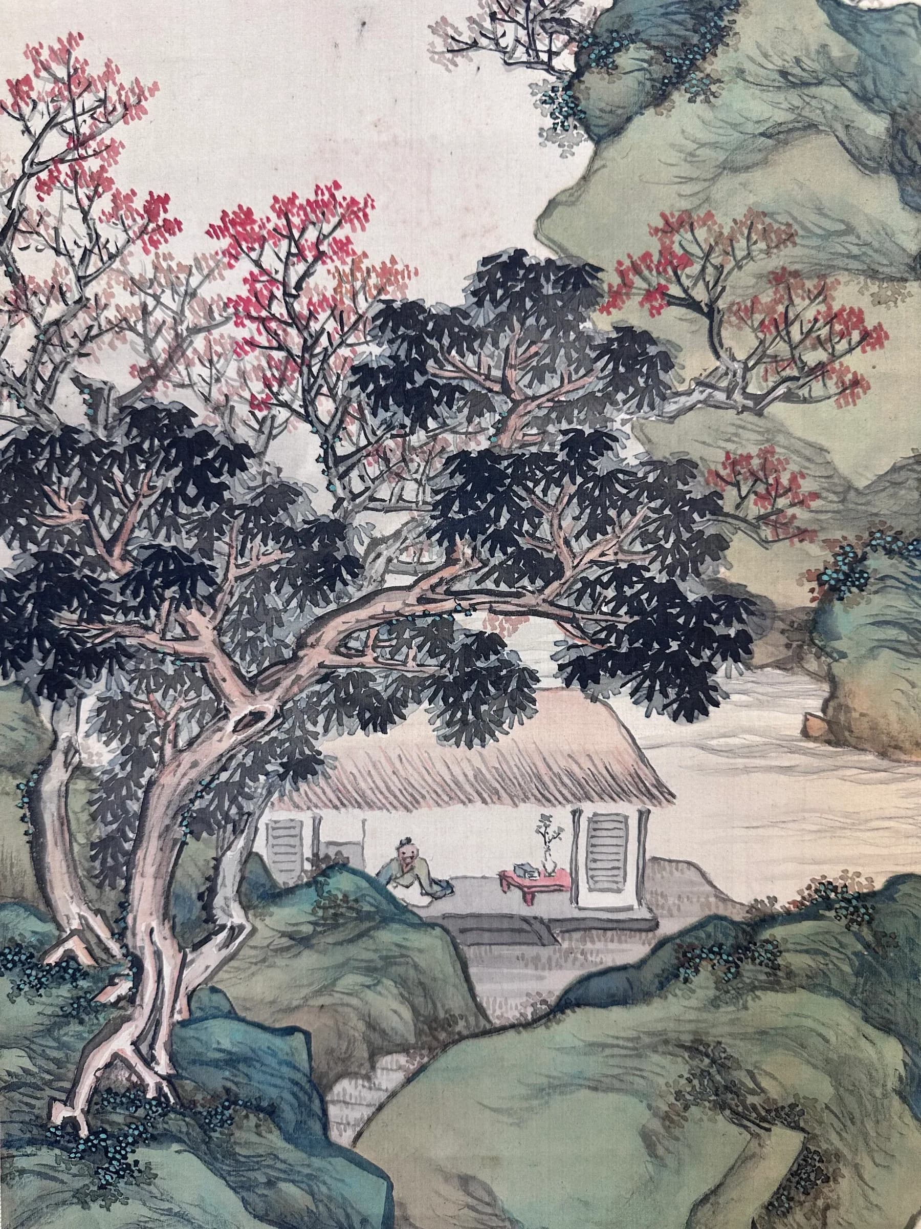 Kanō Uhō — Secluded Dwelling by an Autumn Stream, Meiji Period