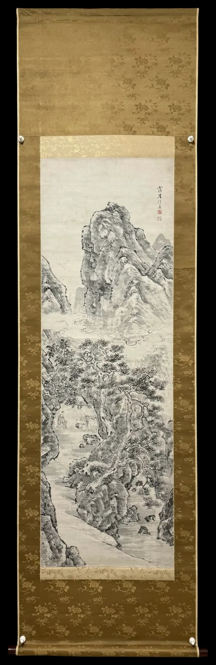 Takaku Aigai — Noble Scholar Reading among Pines and Cranes, Edo period, early 19th century