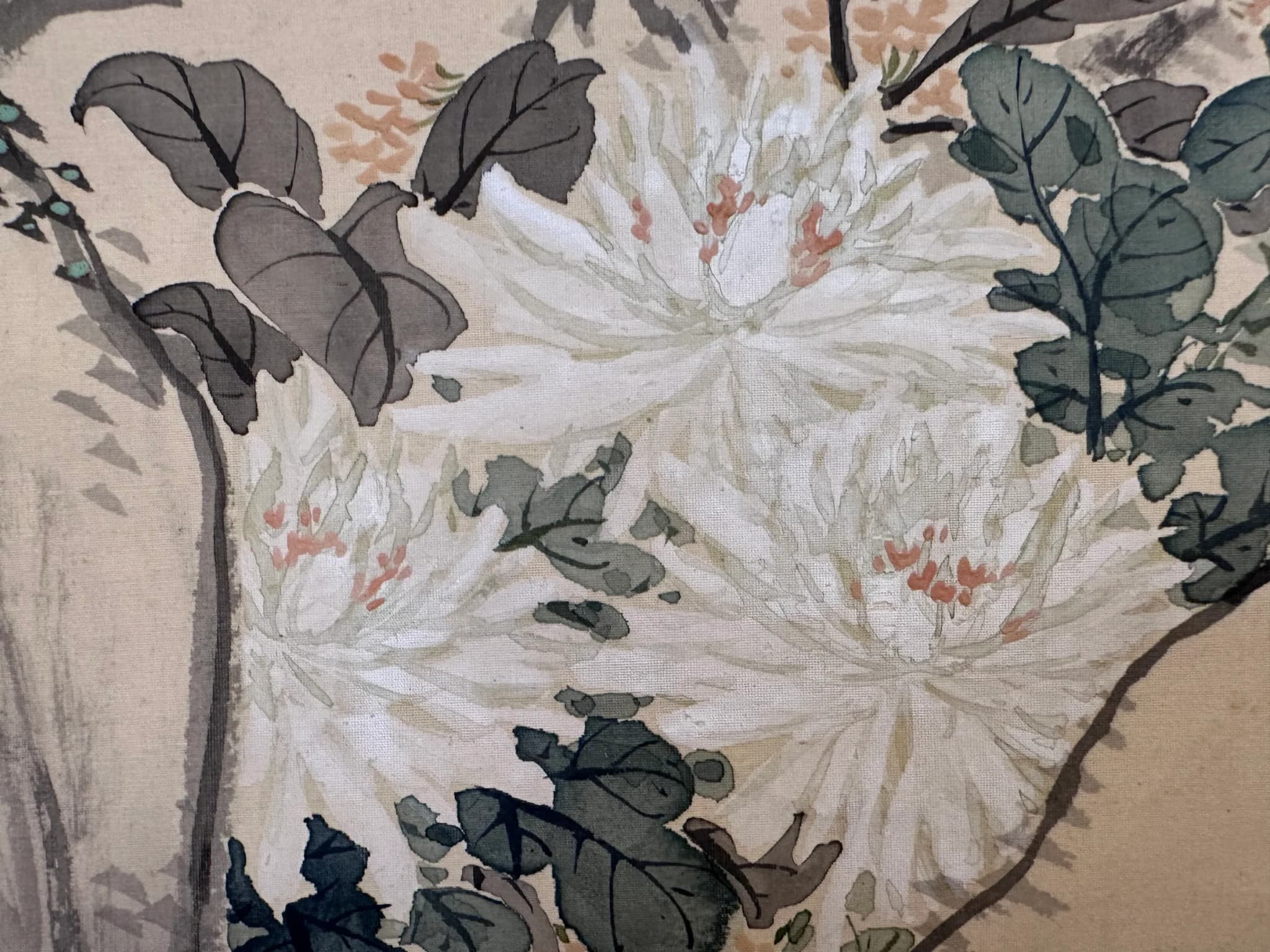 Kanō Uhō — Autumn Flora and Pair of Sparrows, Taishō Period