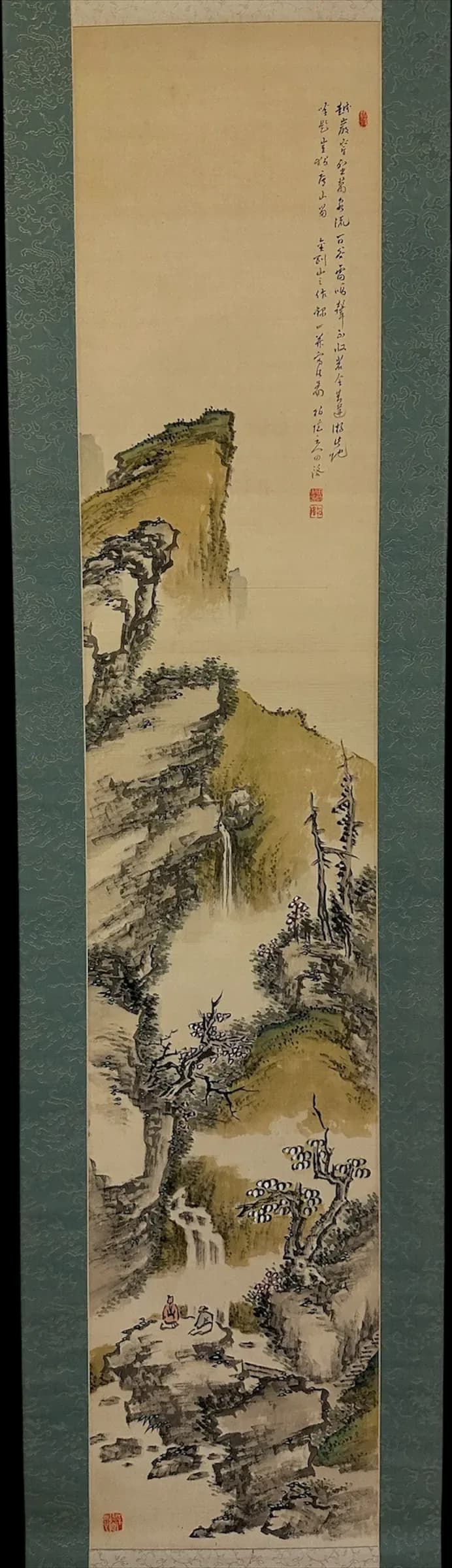 Tanaka Hakuin — Noble Scholar Contemplating the Waterfall, Taishō Period