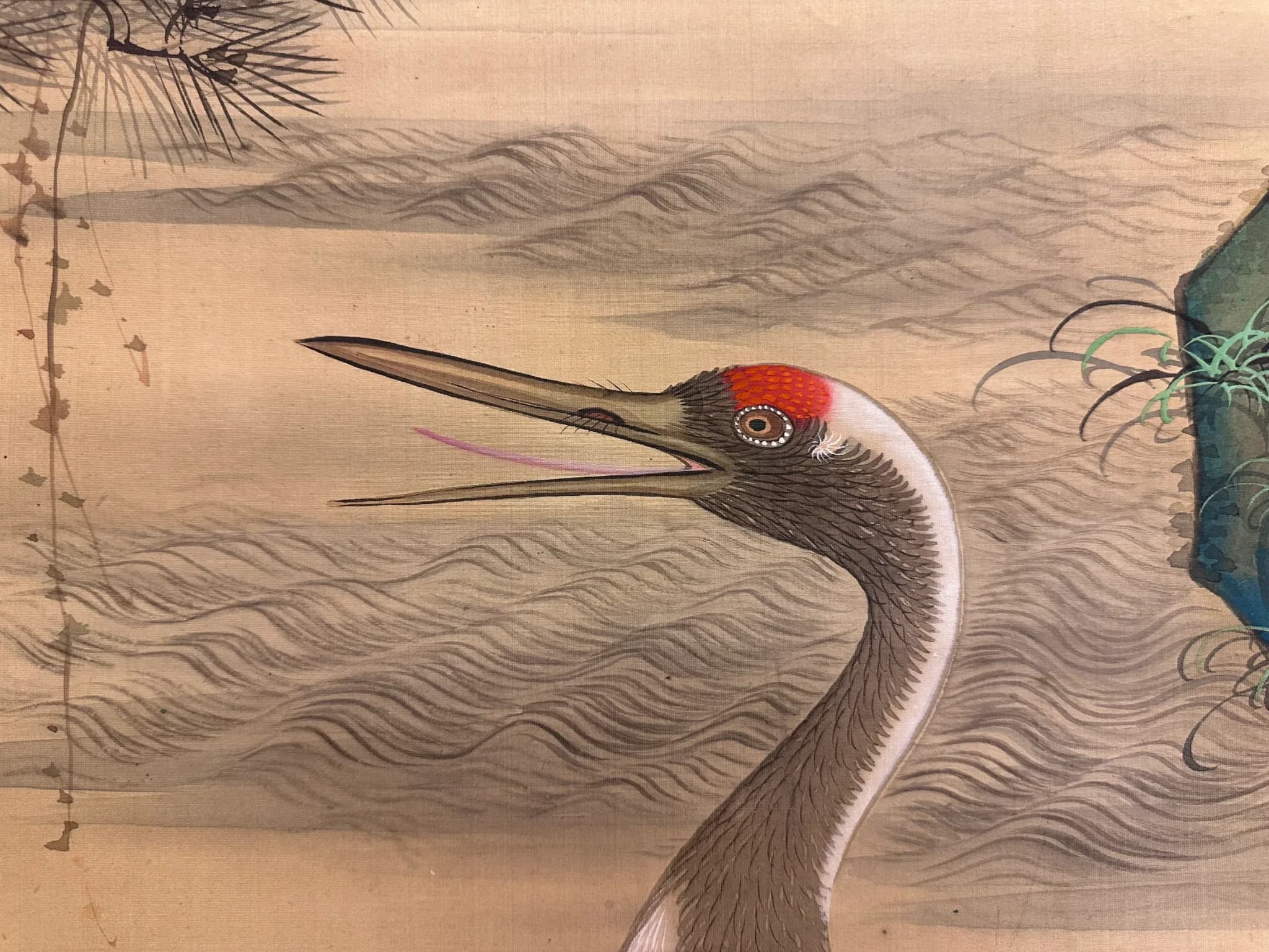 Watanabe Kaiko — Cranes with Rising Sun, Taishō Period
