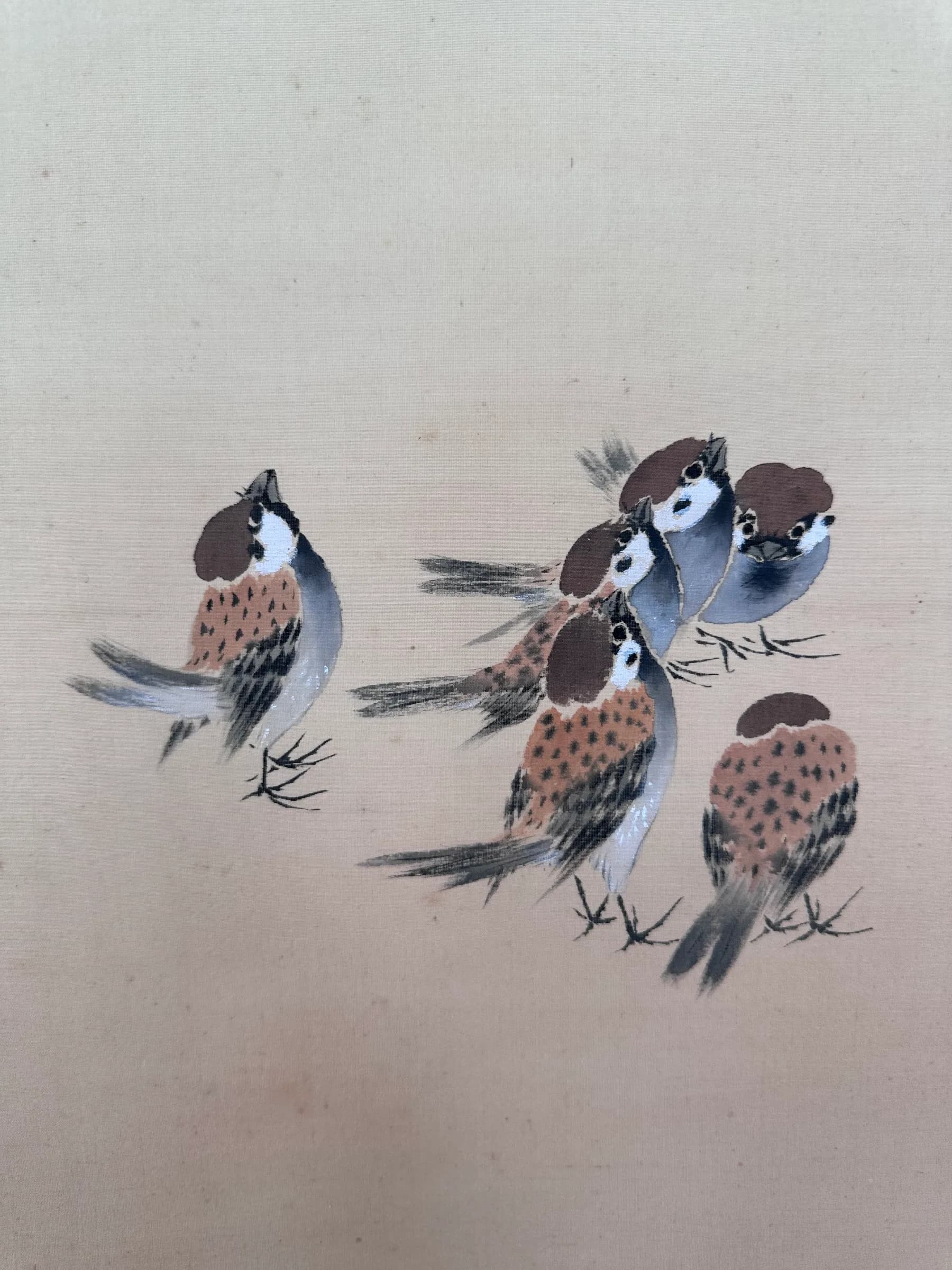 Mizushima Chikusui — Cheerful Sparrows, Shōwa Period