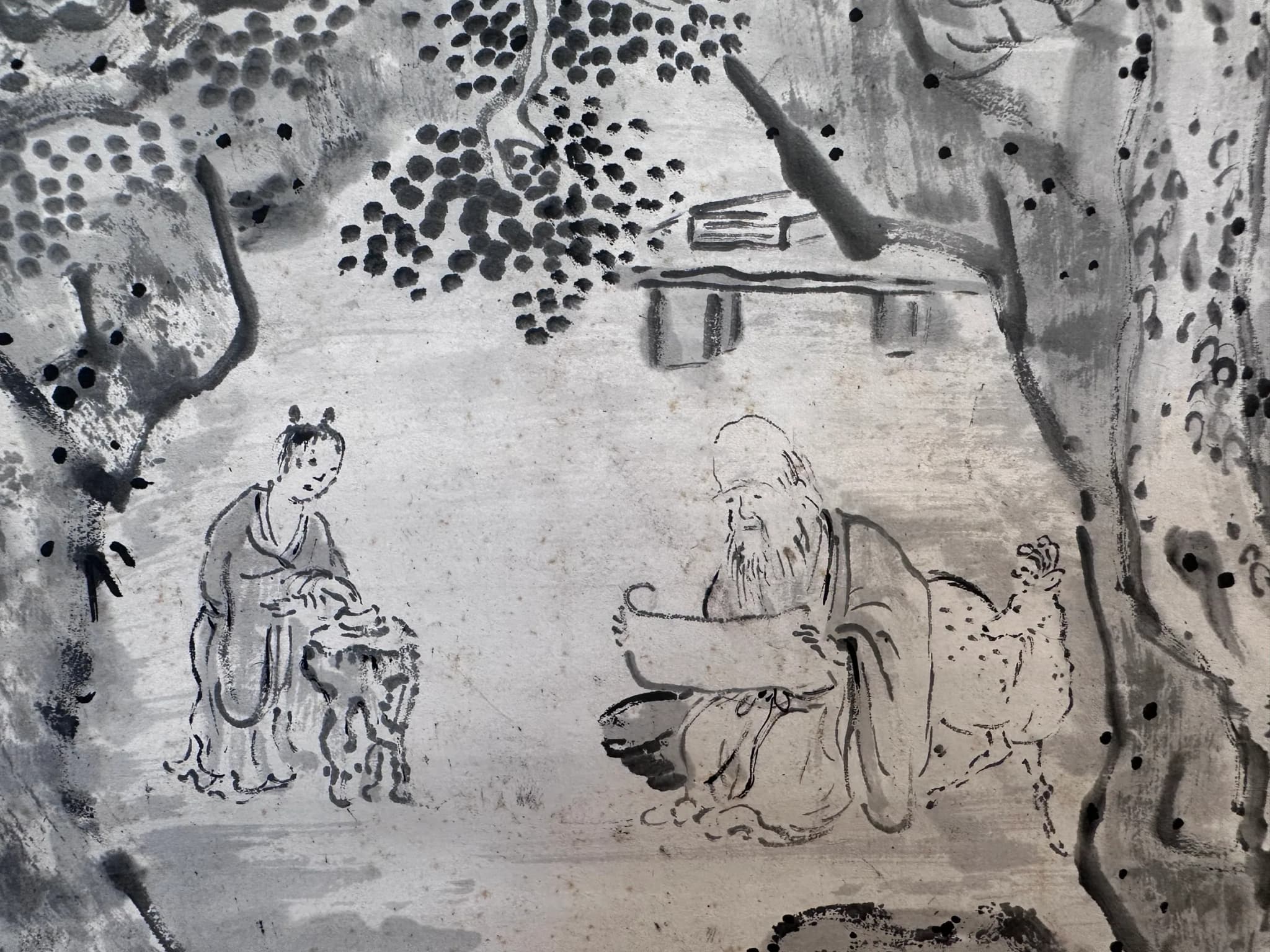 Takaku Aigai — Noble Scholar Reading among Pines and Cranes, Edo period, early 19th century