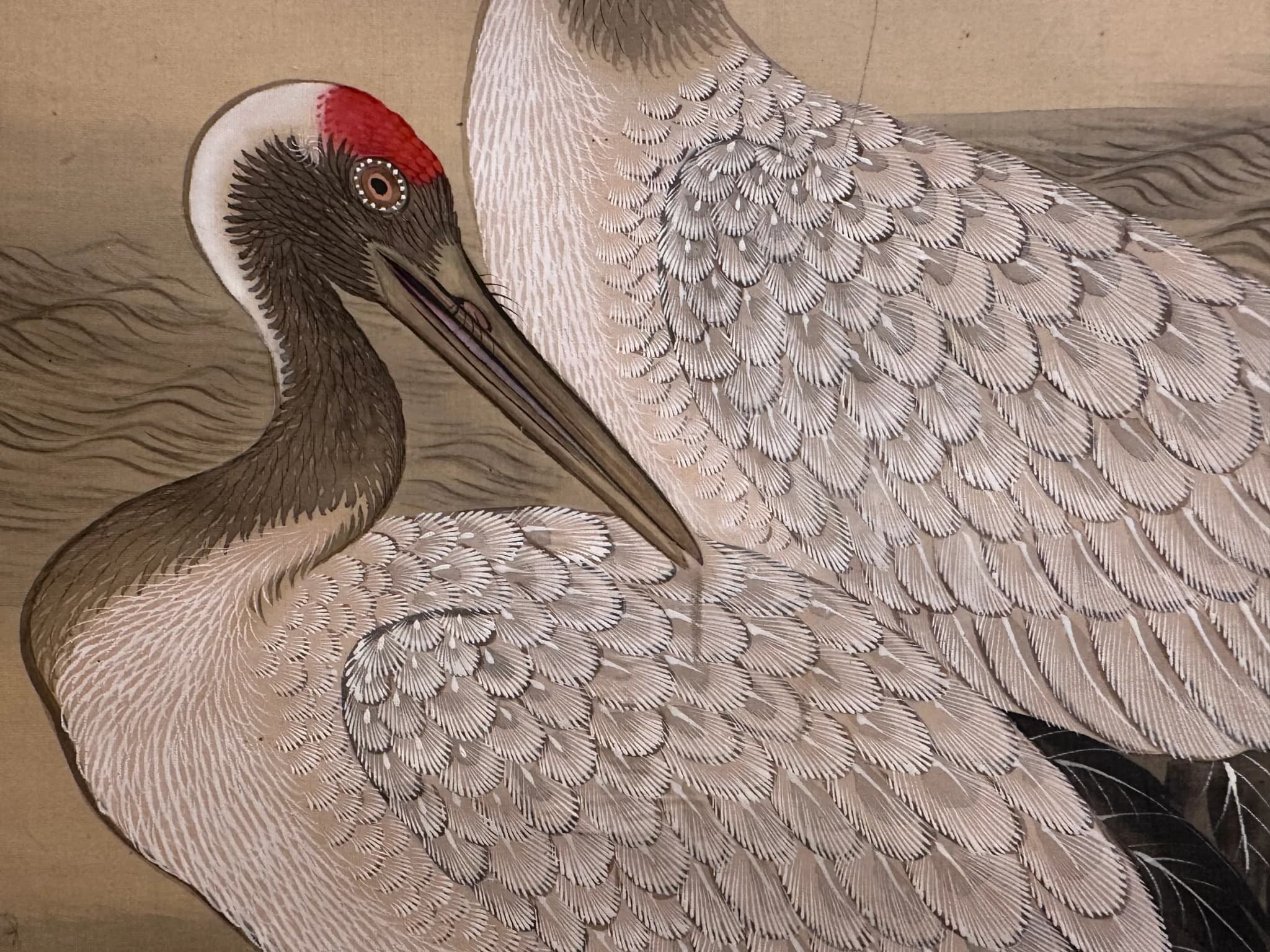 Watanabe Kaiko — Cranes with Rising Sun, Taishō Period