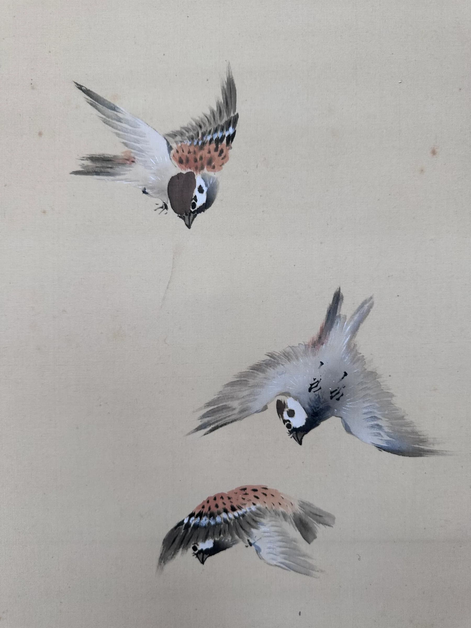 Mizushima Chikusui — Cheerful Sparrows, Shōwa Period
