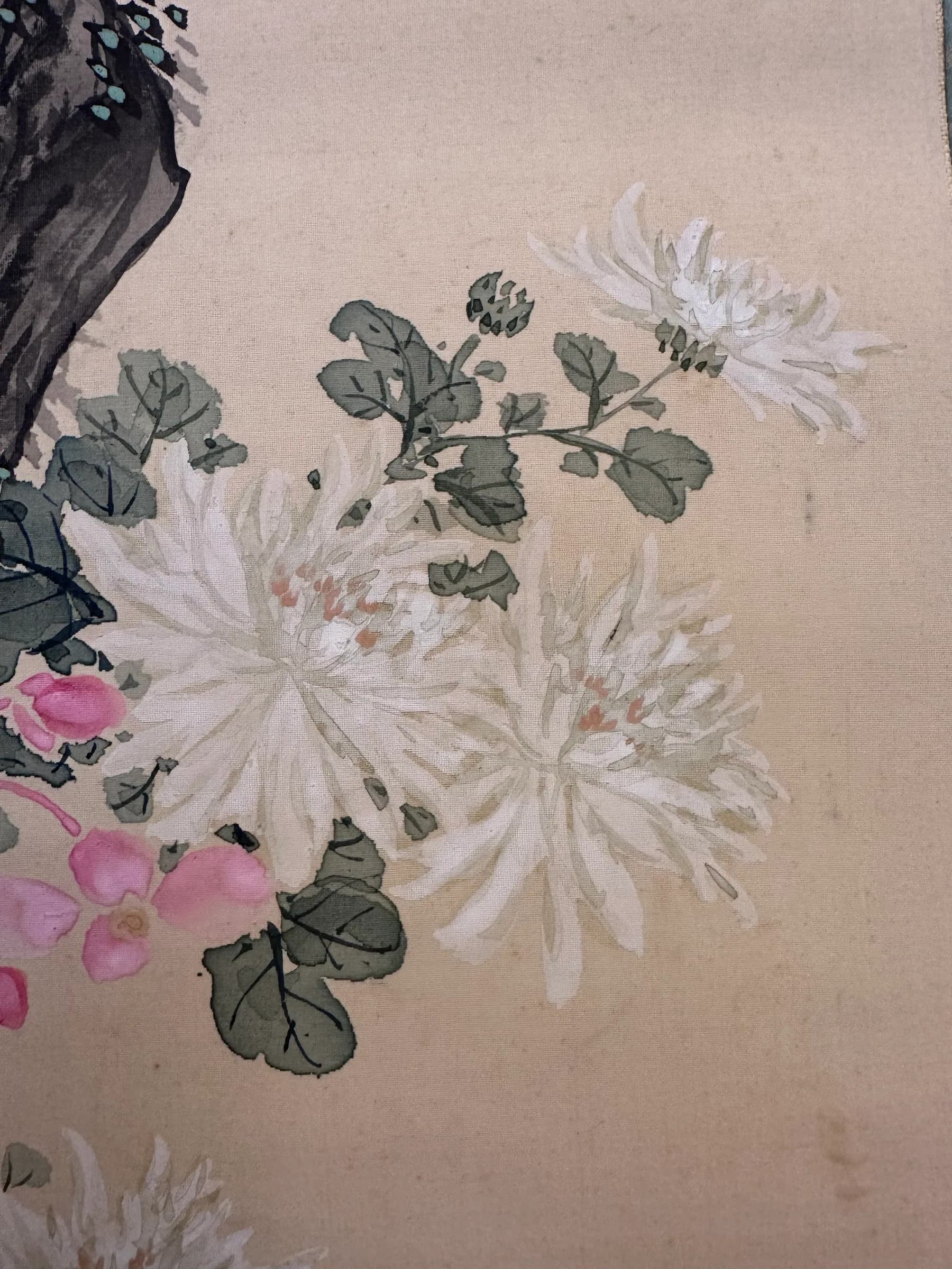 Kanō Uhō — Autumn Flora and Pair of Sparrows, Taishō Period