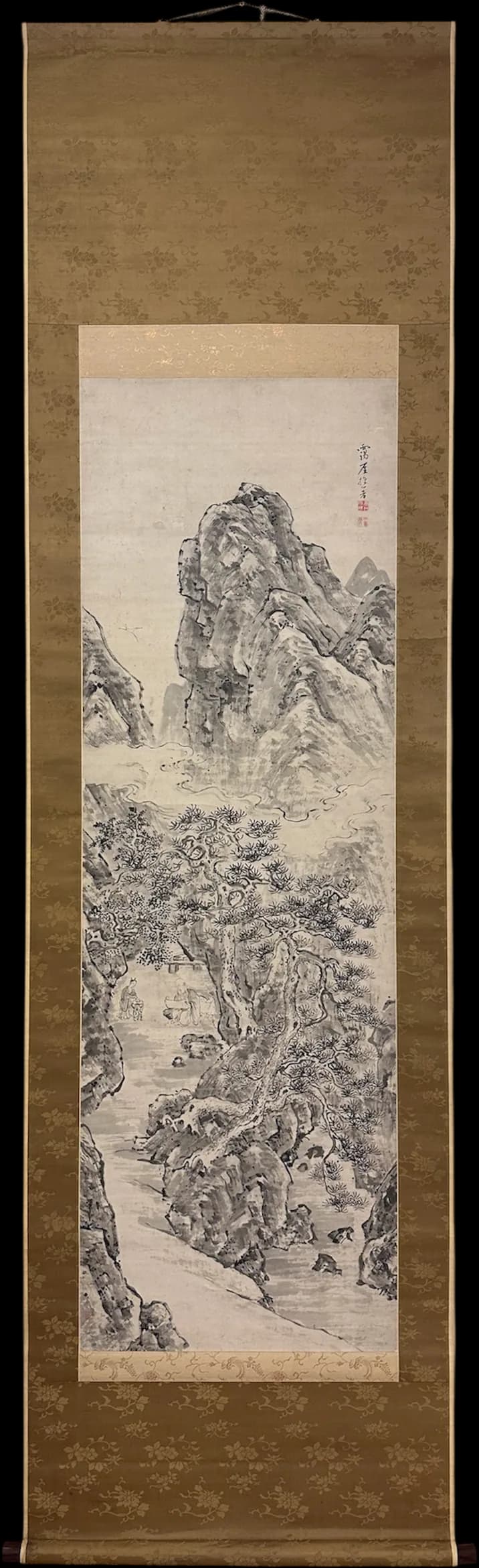 Takaku Aigai — Noble Scholar Reading among Pines and Cranes, Edo period, early 19th century