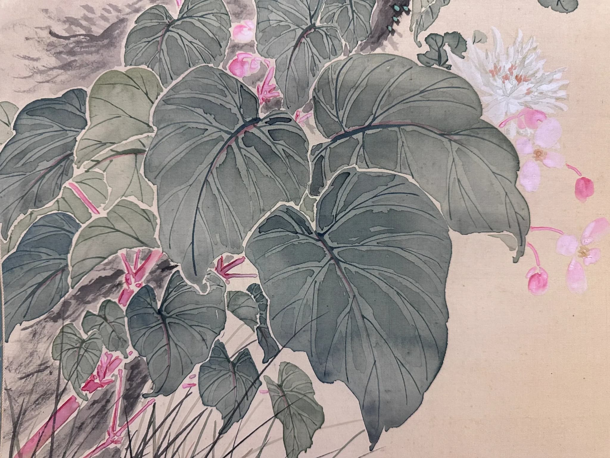 Kanō Uhō — Autumn Flora and Pair of Sparrows, Taishō Period