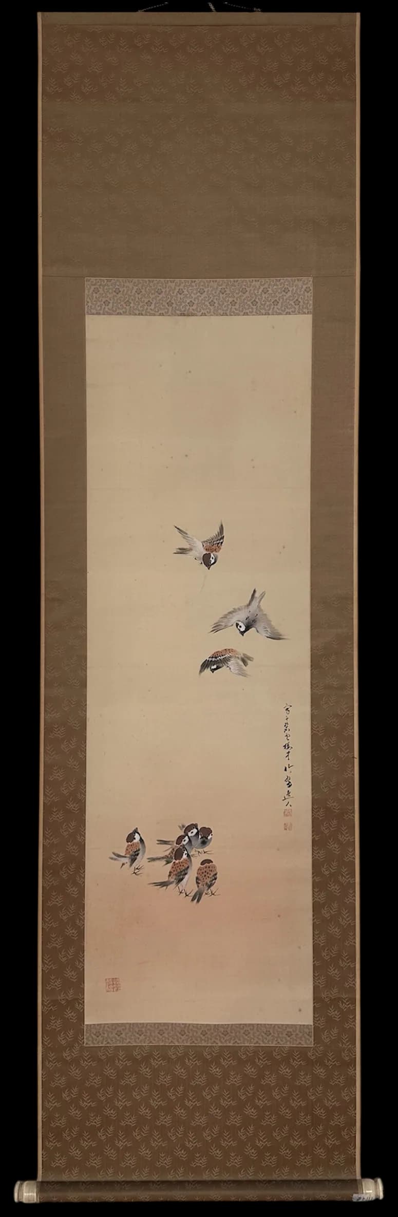 Mizushima Chikusui — Cheerful Sparrows, Shōwa Period