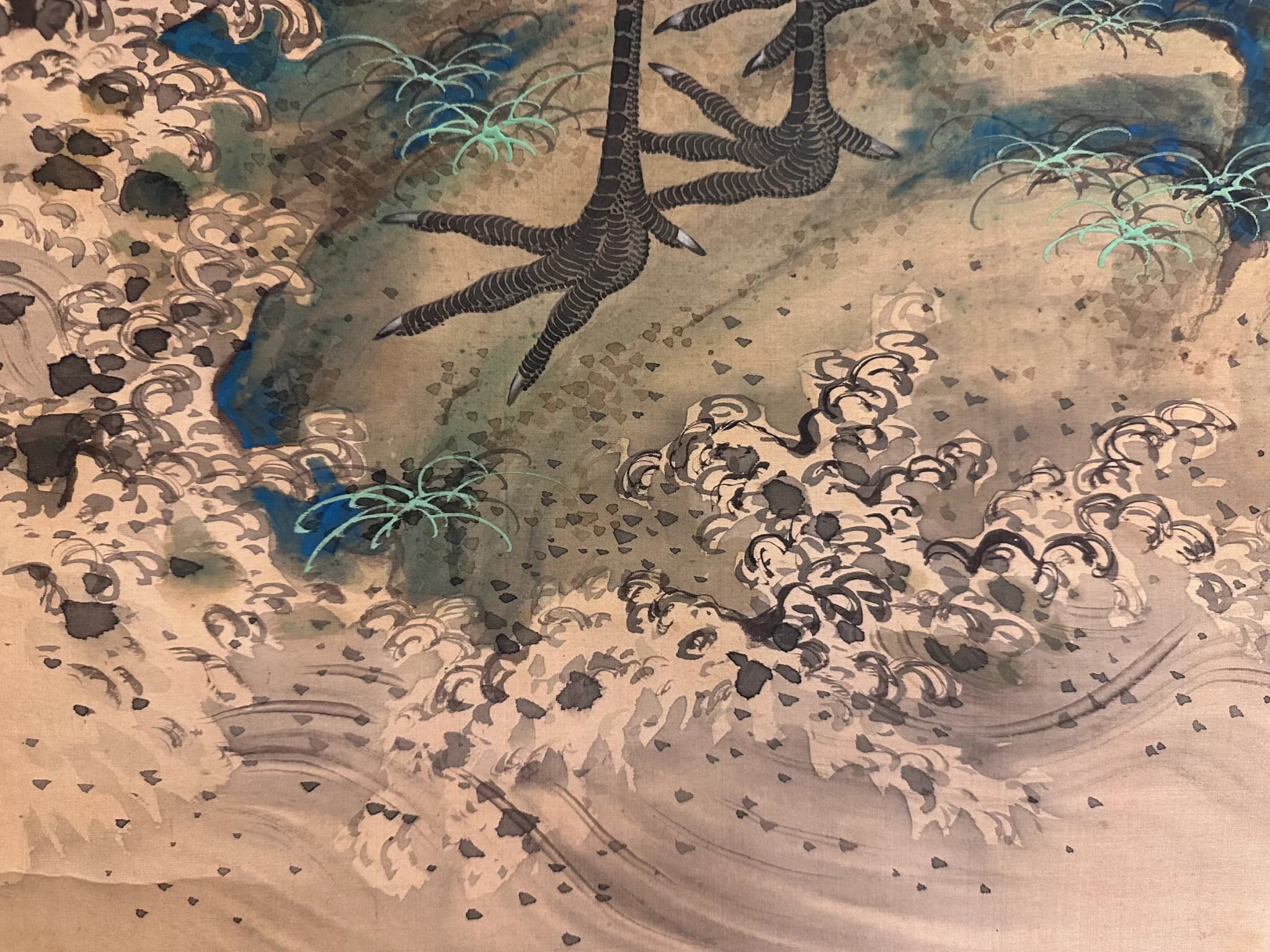 Watanabe Kaiko — Cranes with Rising Sun, Taishō Period
