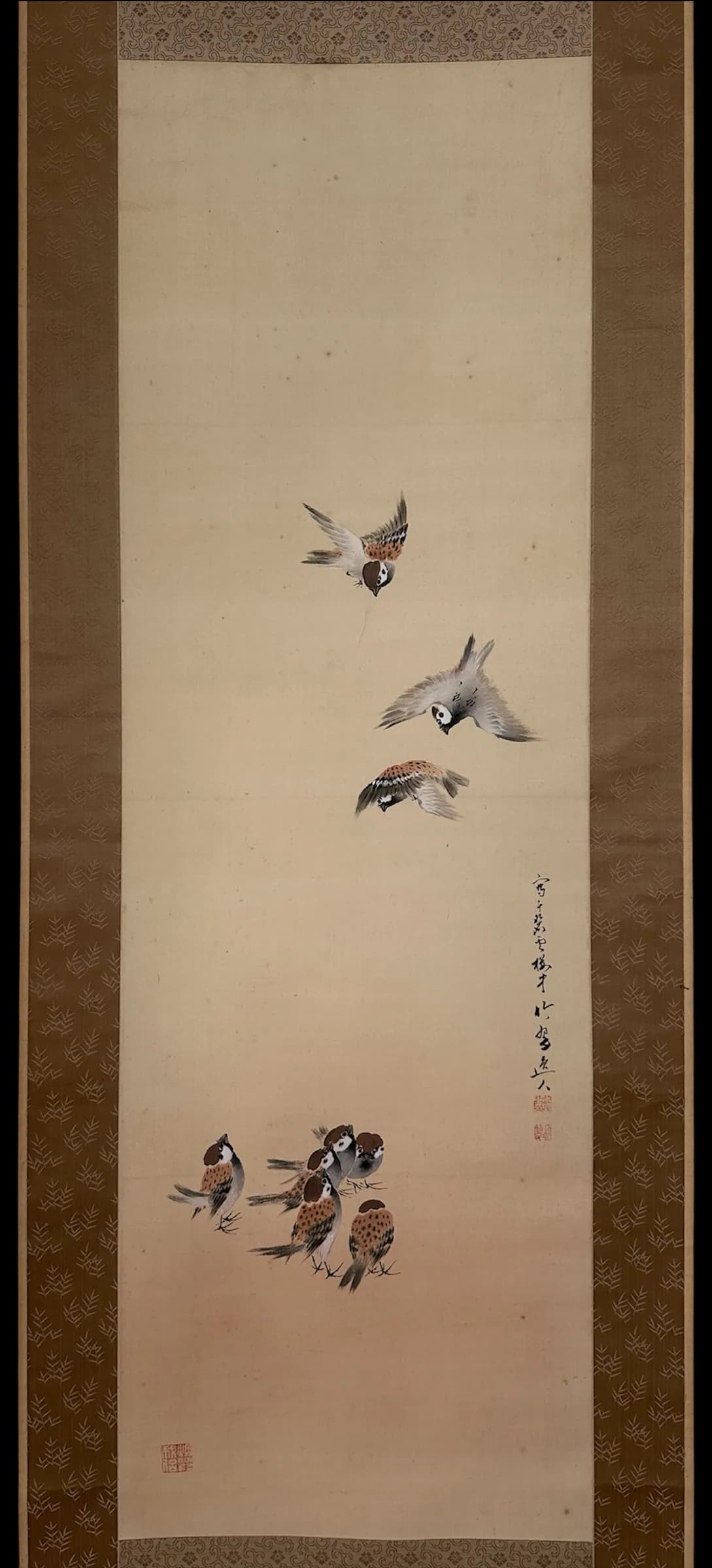 Mizushima Chikusui — Cheerful Sparrows, Shōwa Period