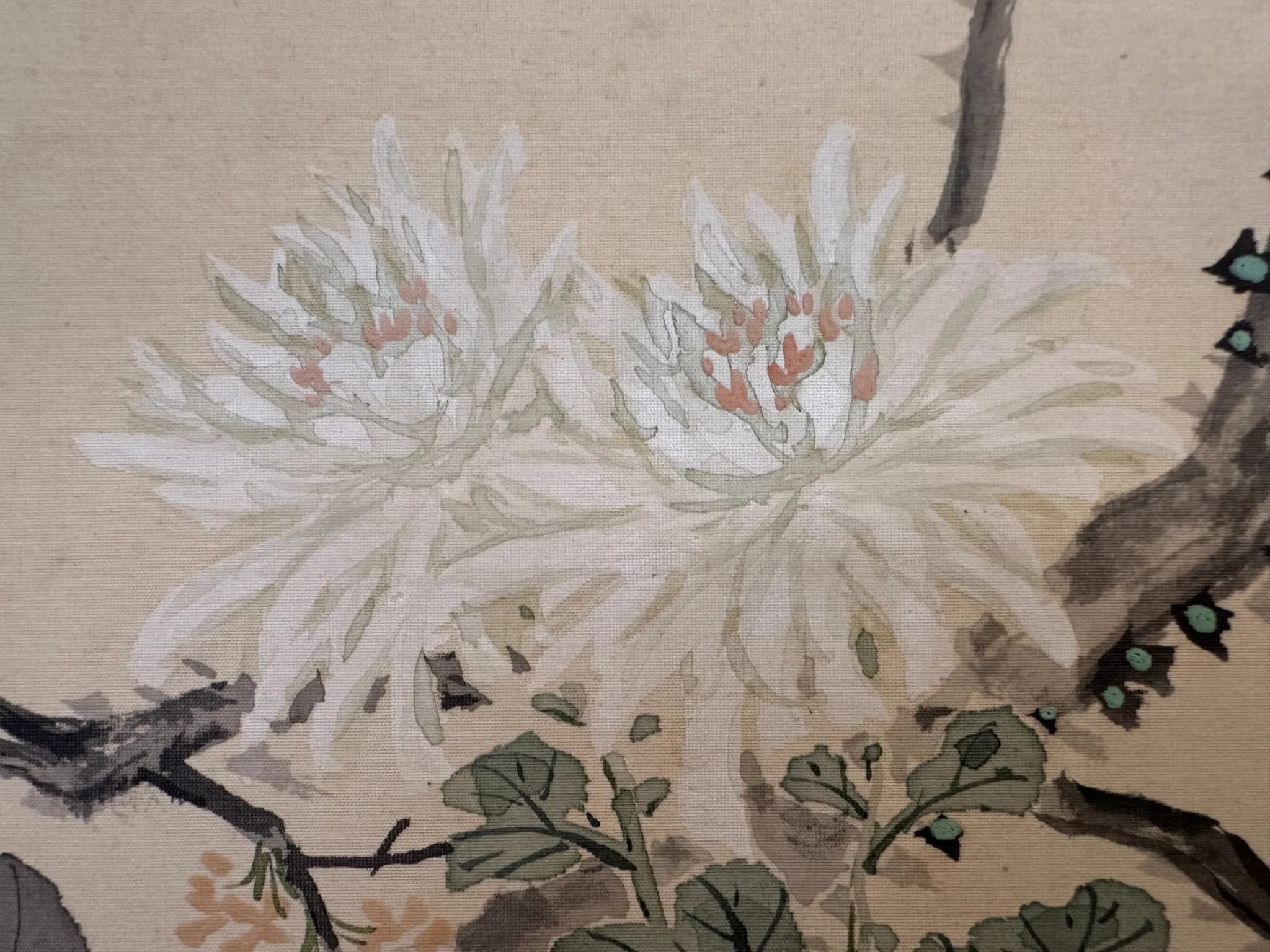 Kanō Uhō — Autumn Flora and Pair of Sparrows, Taishō Period